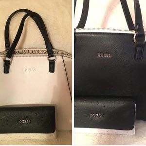 Guess Black/white Purse & matching wallet.